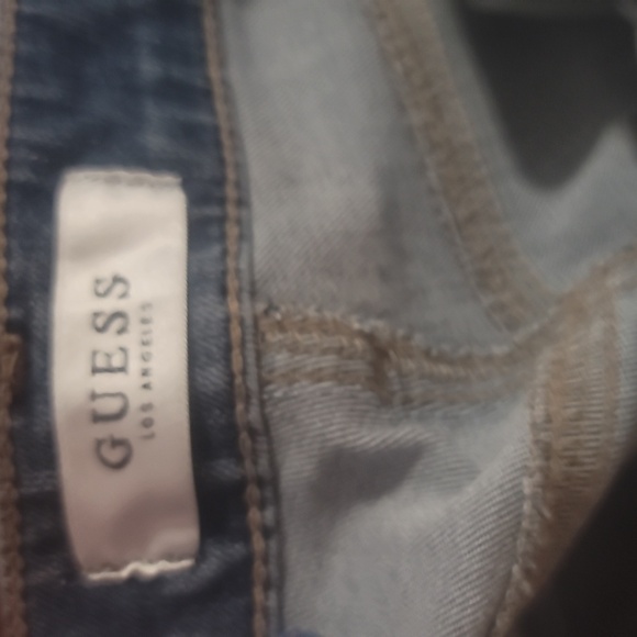 Guess 1981 skinny deconstructed stretch high rise blue denim jeans 27 jeggings - Picture 3 of 5